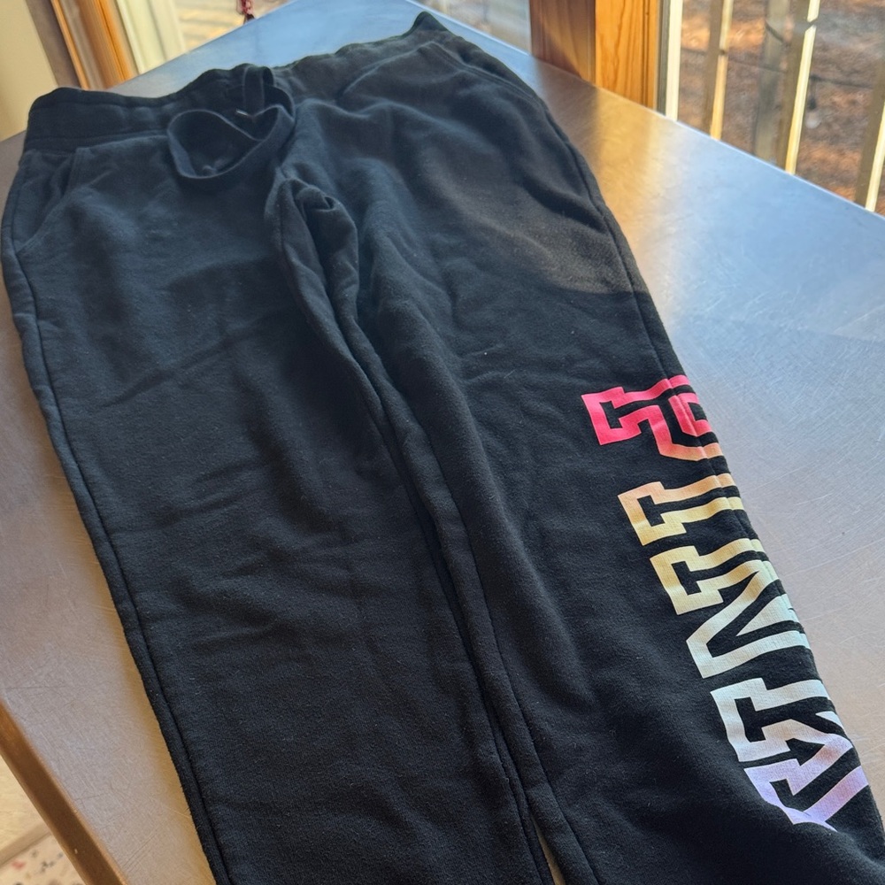 Victoria's Secret Black Joggers with Multicolor Logo